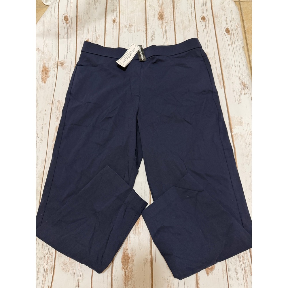Alfred Dunner Navy Blue Tummy Slimming Pull On Straight Leg Pants Women Size 12